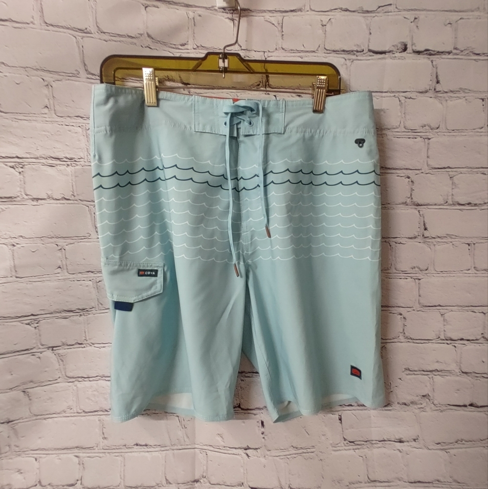 Cova Mens Swell Blue Board Shorts 32 Swim